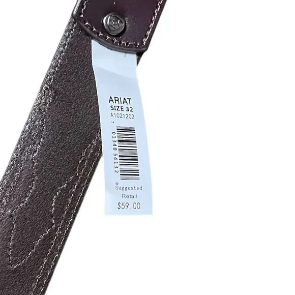 Ariat Men's Brown Leather Dress Belt Size 32 - Picture 4 of 5